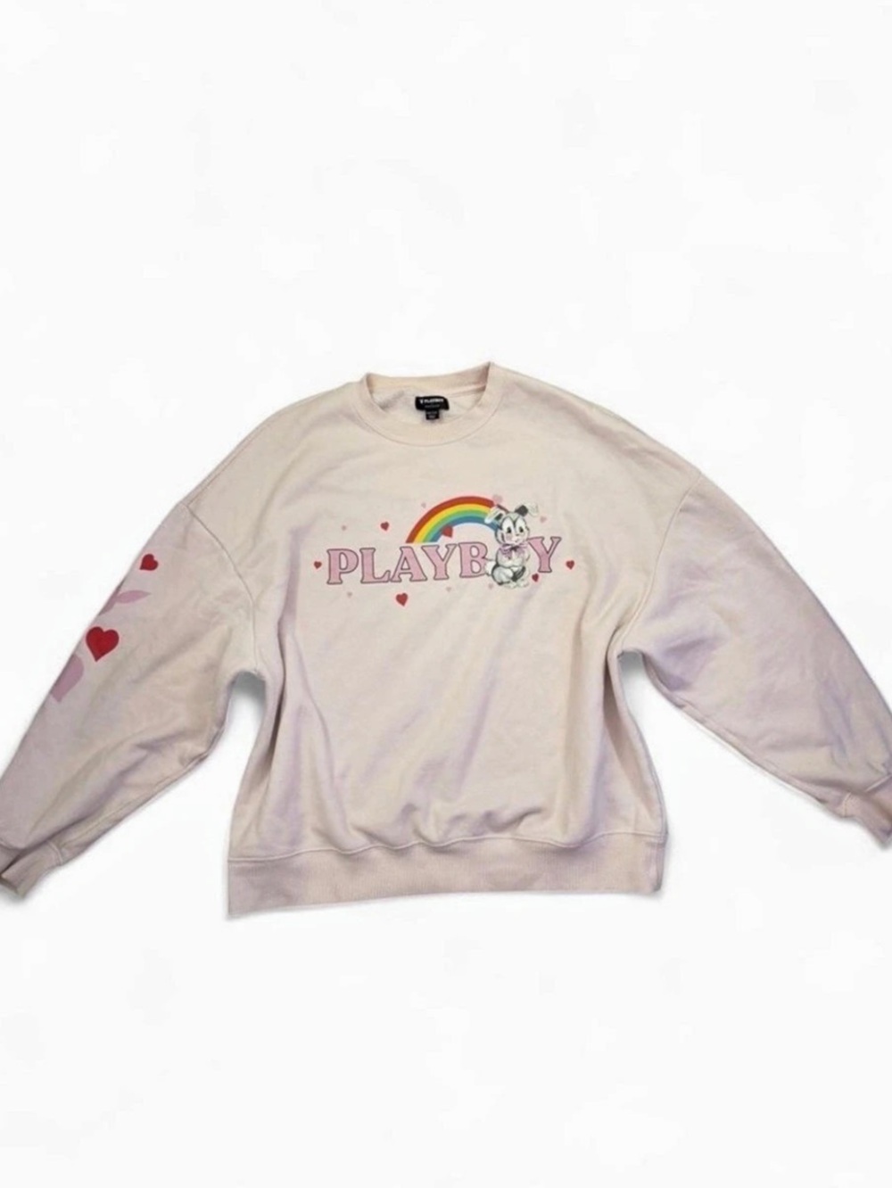 Playboy Rainbow Graphic Sweatshirt in Pink Like New